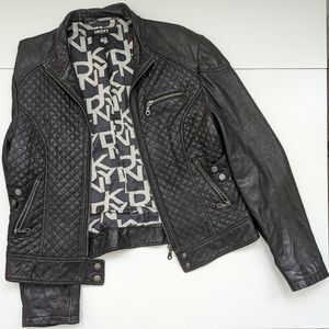 DKNY Genuine Leather Moto Jacket